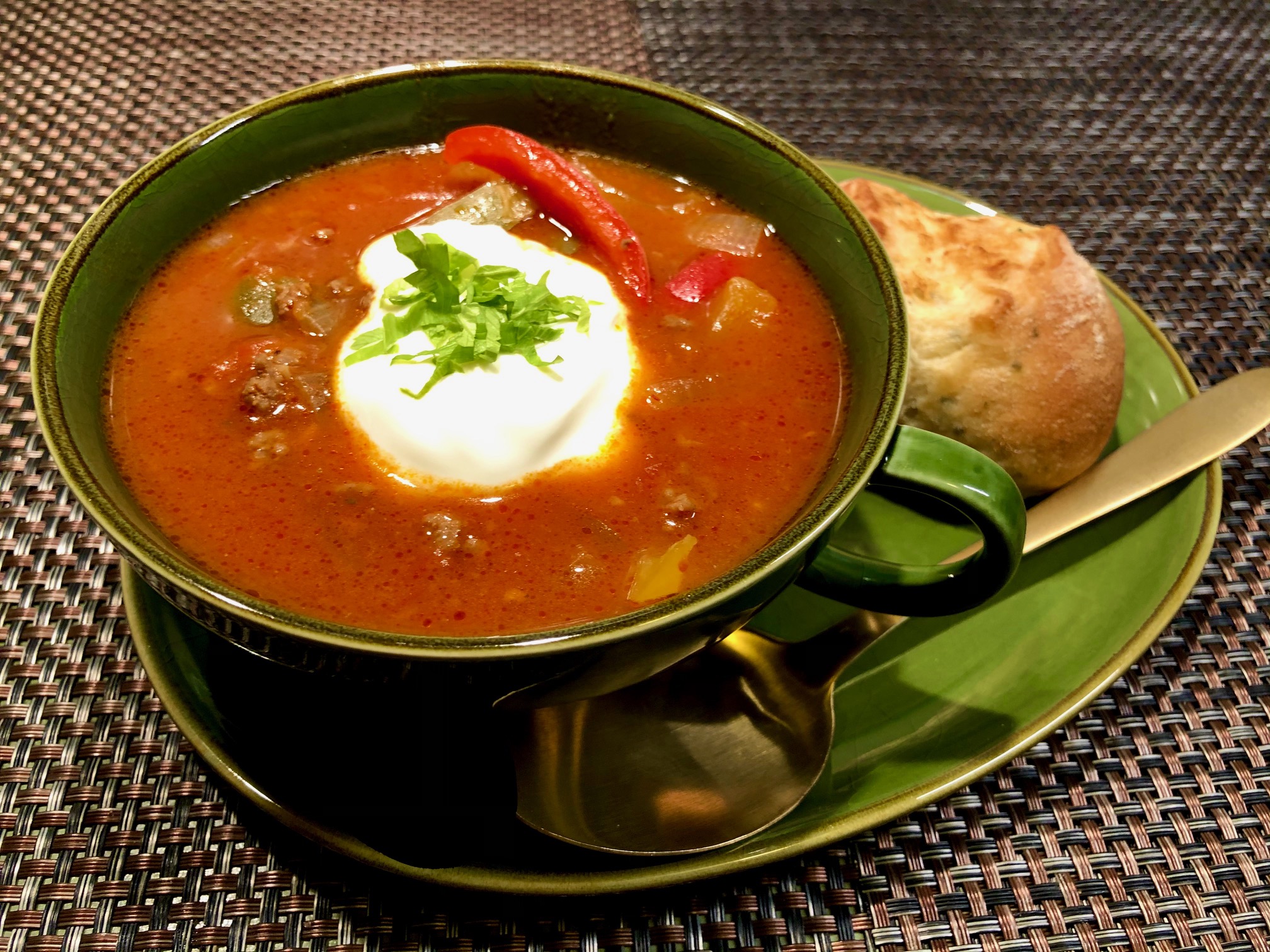 Goulash soup with minced beef