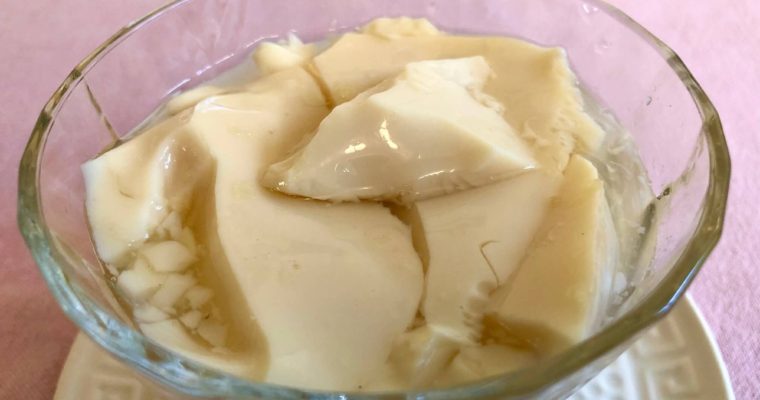 Soy milk jelly with ginger syrup