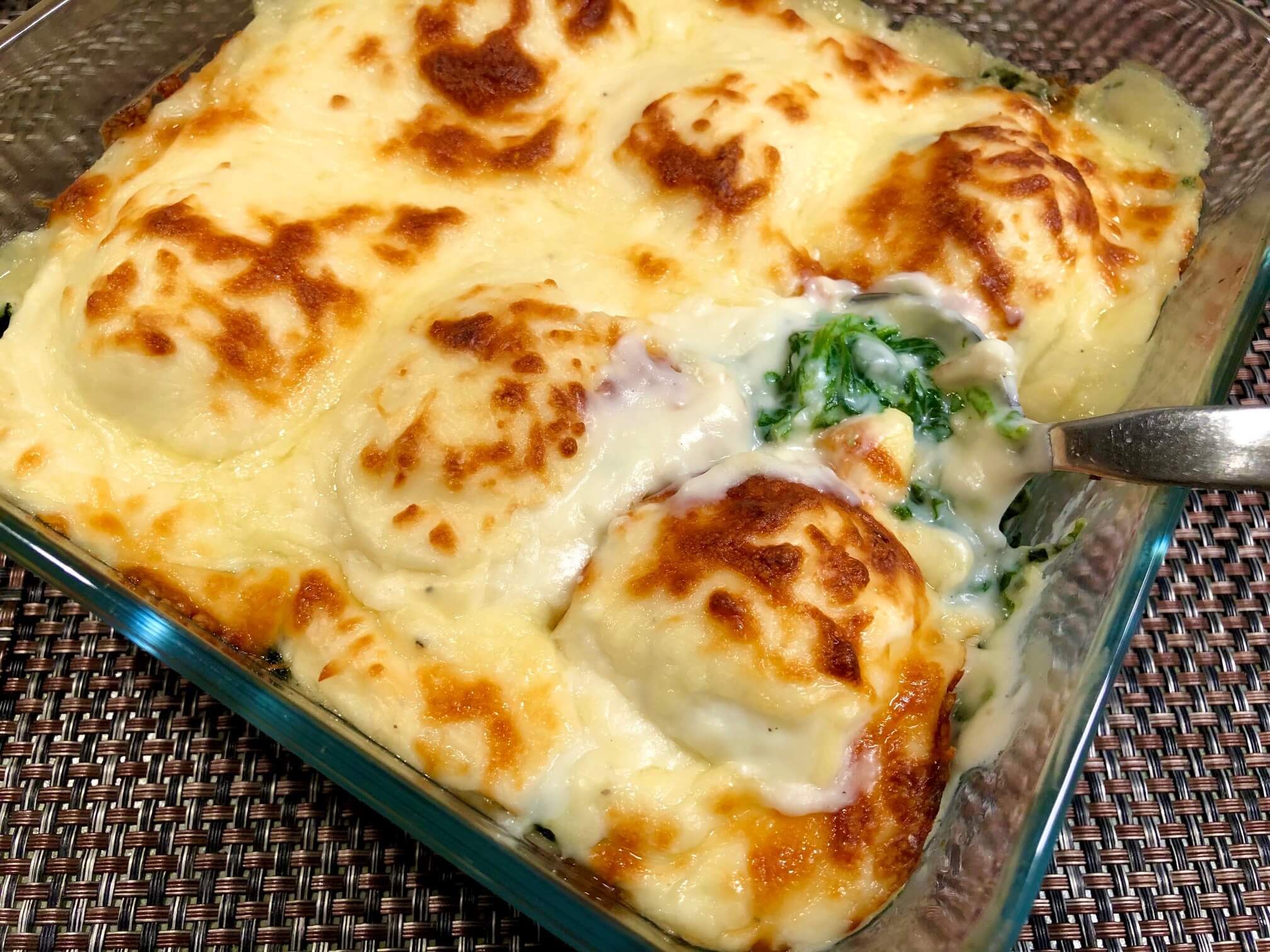 Spinach and egg gratin