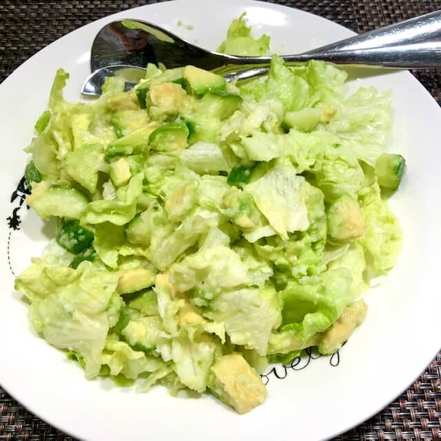 Our favourite onion dressing - Avocado, lettuce and cucumber salad
