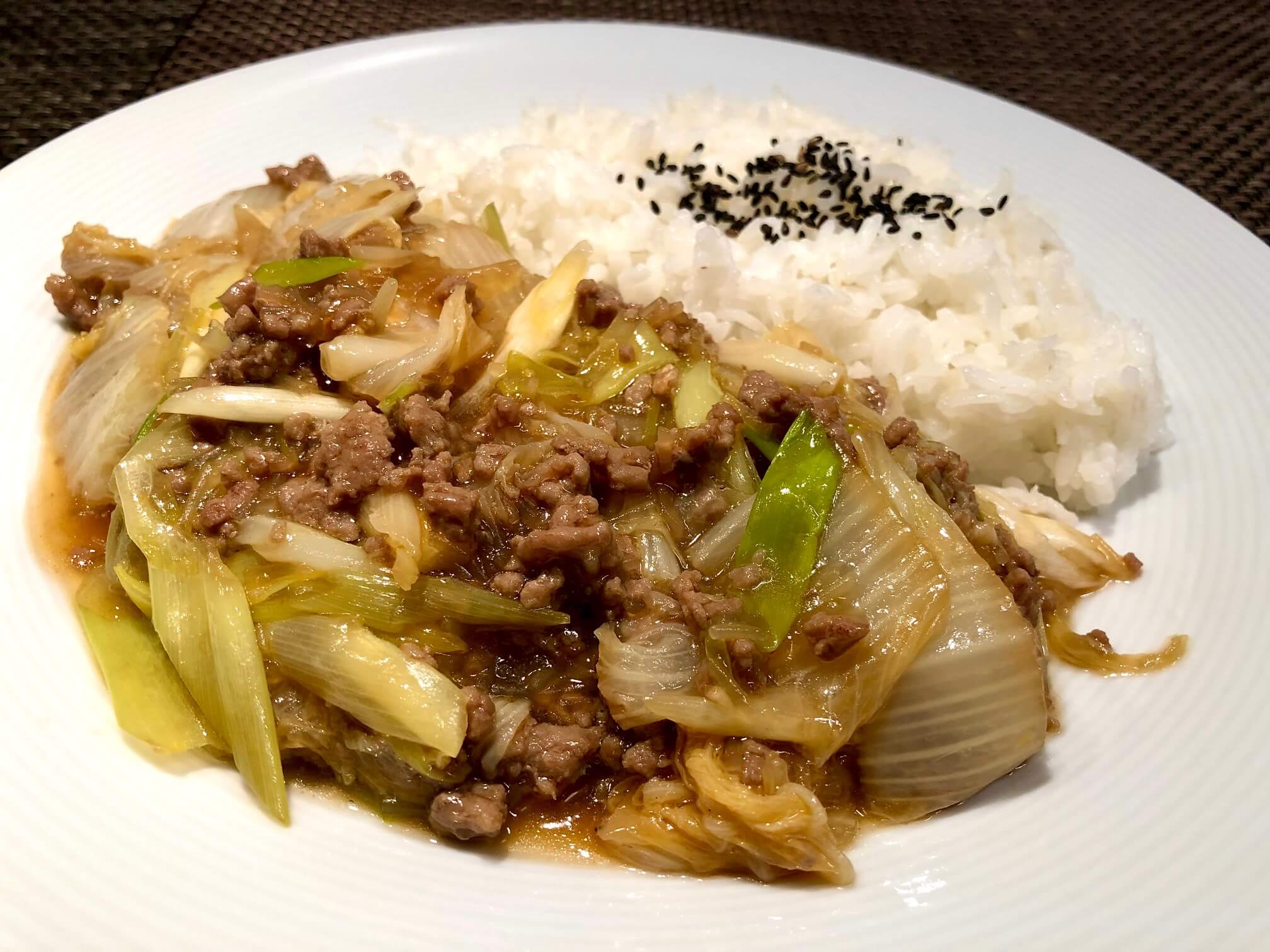 Chinese cabbage with ground meat dish