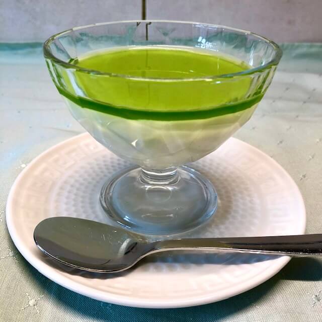 Homemade mint syrup - mint syrup over milk agar jelly